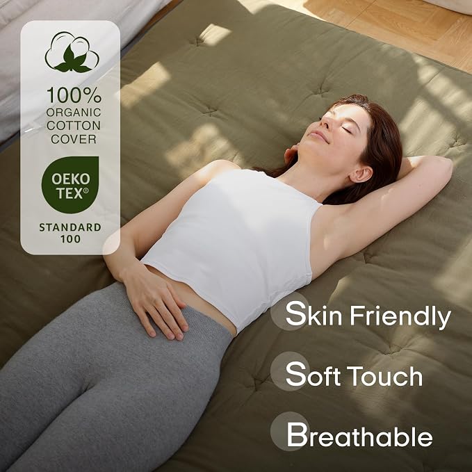 ZonLi Japanese Floor Futon Mattress Twin Size 75"x 39", 100% Cotton Cover 2.5'' - Image 2