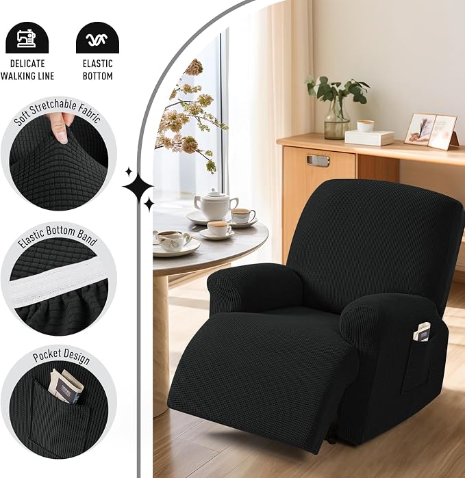 TAOCOCO Recliner Cover 4-Pieces, Recliner Stretch Sofa Slipcover, Recliner - Image 3