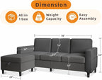 Sectional Sofa Couches for Living Room, Comfy Fabric Convertible Sectionals - Image 2