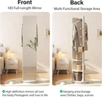 WoodsWhisper Full Length Mirror Coat Rack Solid Wood Floor Mirror 66"x12" Full - Image 8