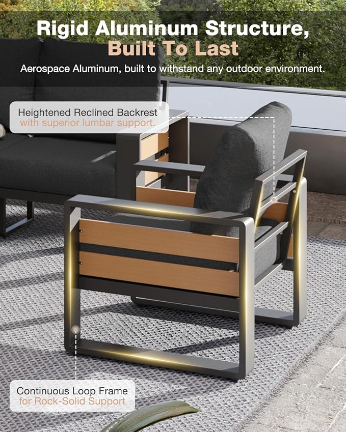 Aoxun Aluminum Patio Furniture Set, 2 Piece Luxury Outdoor Sectional - Image 3