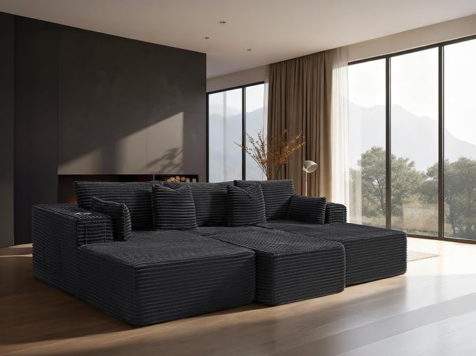 108" Cloud Sectional Couch, Comfort Sleep Sofa by VYUXWO