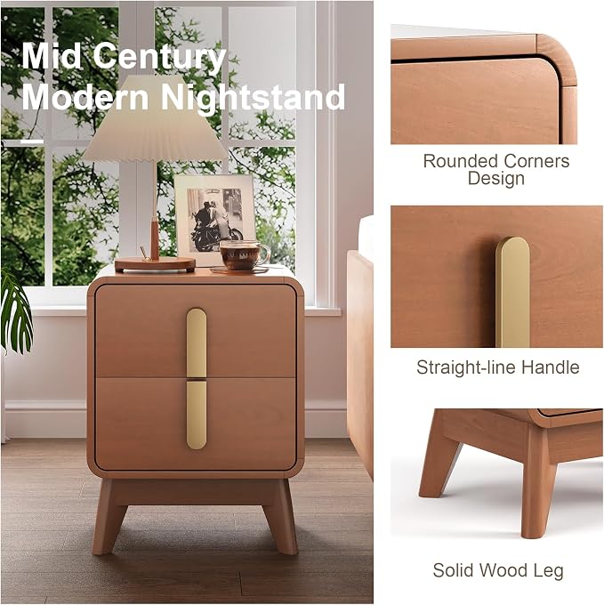 JOINICE Night Stand Set 2, Mid Century Modern Bedside Table - Image 7