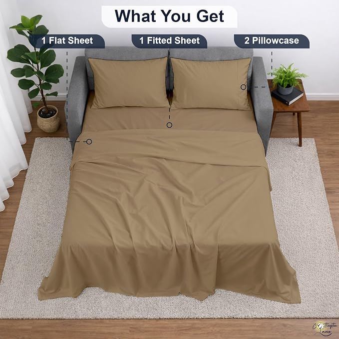 Cottington Lane Sleeper Sofa Sheets Queen Size, 4 Piece Premium Quality 100% - Image 5
