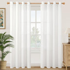 YoungsTex White Linen Sheer Curtains 80 Inches Length by YoungsTex