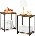 Furinno Simplistic Metal Frame End Table, Amber Pine by Furinno-FitsYourSpaceFitsYourBudget