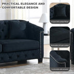 2 Piece Modern Chesterfield Velvet 77" 3-Seater Sofa Set, Upholstered Tufted - Image 5