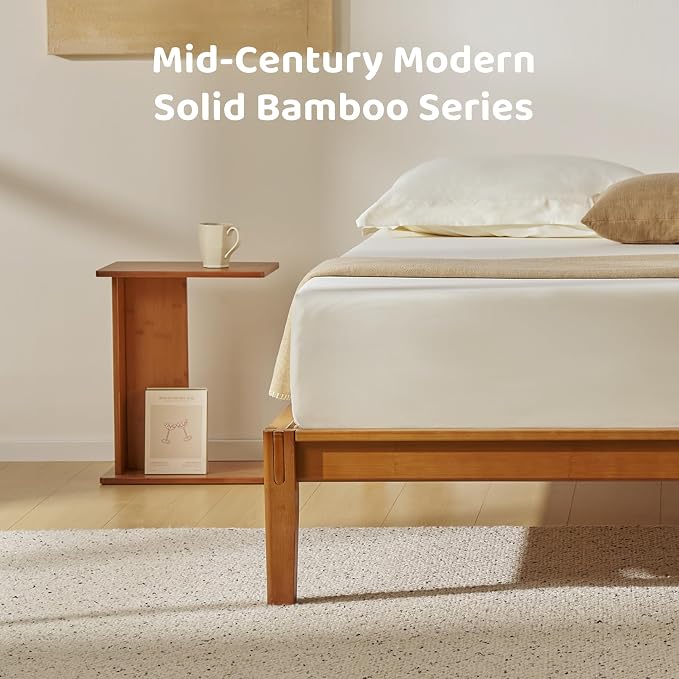 RECCI Solid Bamboo C-Shaped End Table Set of 2 - Image 6