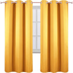 Yellow Thermal Blackout Curtains/42 x 72 Inch/Set of 2 Panels Room Darkening - Image 2