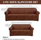 Peryiter 2 Pcs Sofa Covers Couch and Loveseat Covers Set Stretch Sofa Slipcover - Image 2