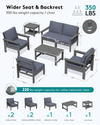 SERWALL HDPE Patio Furniture Set, 7-piece Outdoor Sectional Sofa Set, All - Image 2