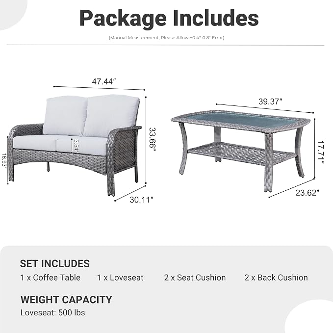 ovios 2-Piece Patio Furniture Set, Outdoor Wicker Sofa - Image 9