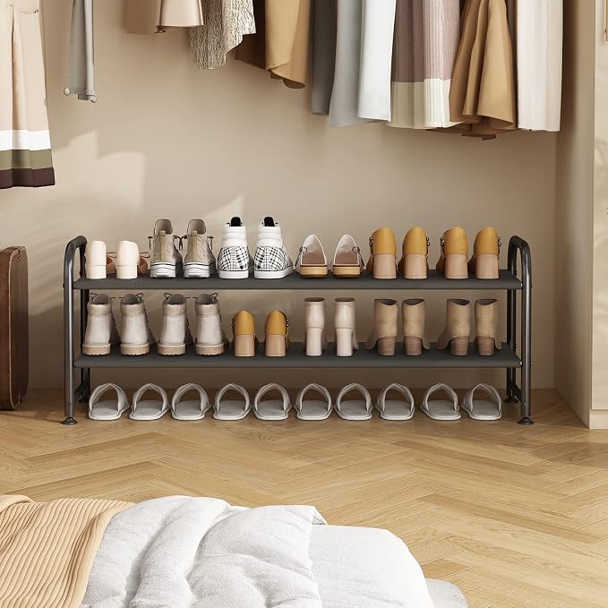 INGIORDAR Shoe Rack 2 Tier Long Storage Organizer Wide Metal Shoe Shelf - Image 2