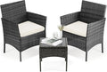 DUMOS 3 Piece Patio Furniture Set, All-Weather Outdoor Wicker Chairs by DumosLifestyle