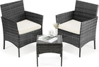 DUMOS 3 Piece Patio Furniture Set, All-Weather Outdoor Wicker Chairs by DumosLifestyle