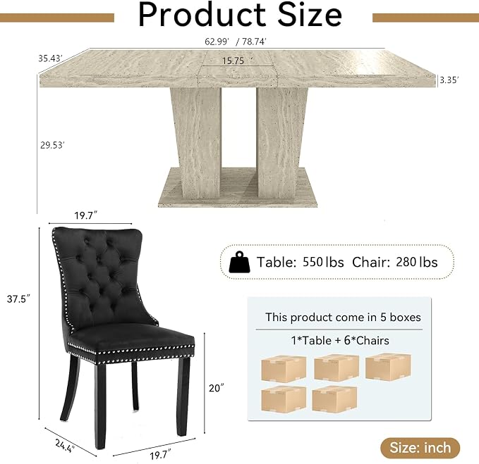 Henf 7 Pieces Extendable Dining Table Set - Image 3