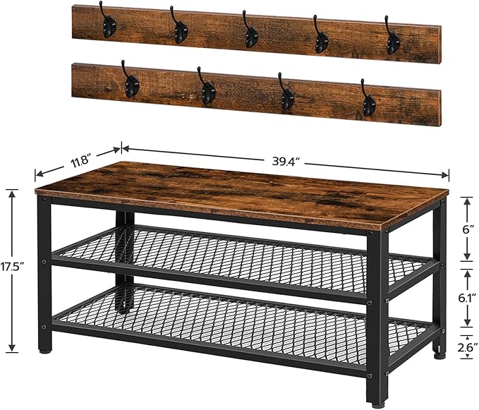 HOOBRO Hall Tree Entryway Storage Bench, Coat Rack Shoe Bench, Shoe Rack - Image 6
