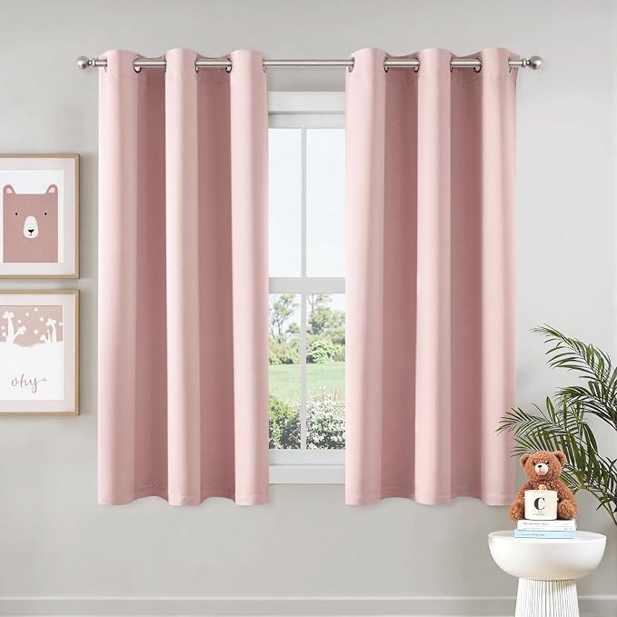 MIULEE Blackout Curtains for Bedroom 2 Panels 40 x 54 Inch Long Pink | Thermal by MIULEE