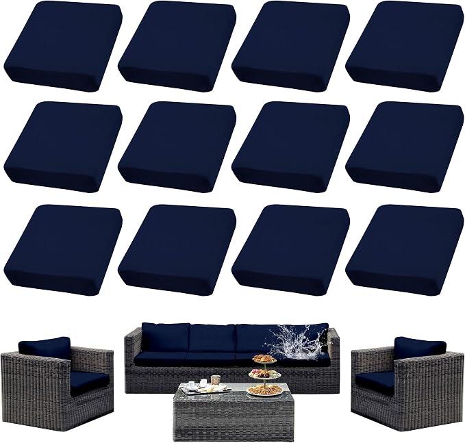 14PCS Patio Cushion Covers, Patio Furniture Couch Seat Slipcovers | Washable by SUKAIKEQA