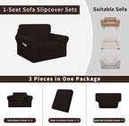 Easy-Going 3 Pieces Stretch Chair Cover Washable Chair Slipcover Set - Image 3