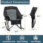 400lbs Rocking Camping Chair, Oversized Heavy Duty XL Folding Rocker - Image 2