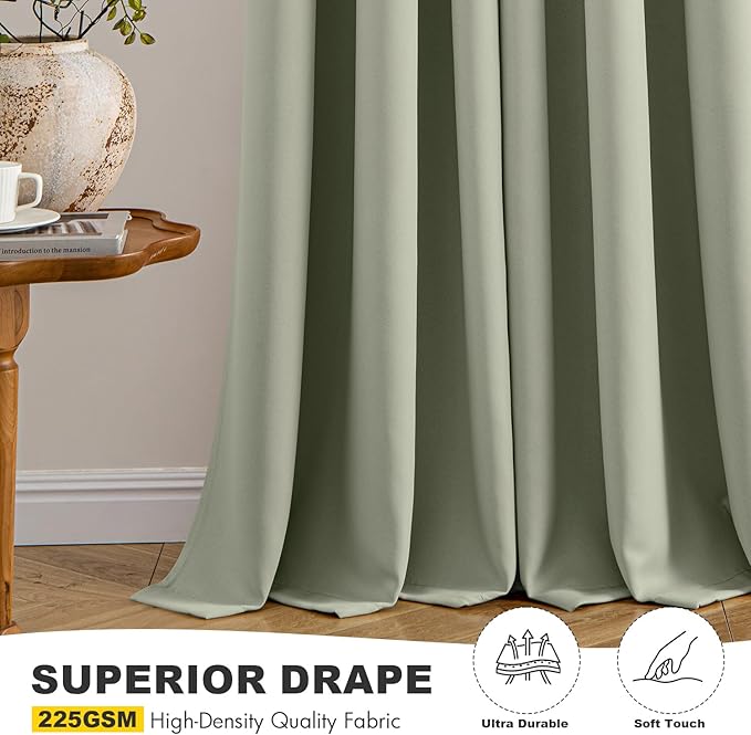MIULEE Blackout Curtains for Bedroom 2 Panels 34 x 63 Inch Long Sage Green | - Image 5