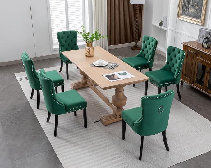 KCC Velvet Dining Chairs Set of 4, Upholstered High-end Tufted Dining Room Chair - Image 10