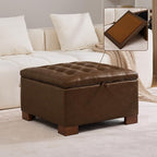 WUTUTUEE 30" Faux Leather Square Storage Ottoman by WUTUTUEE