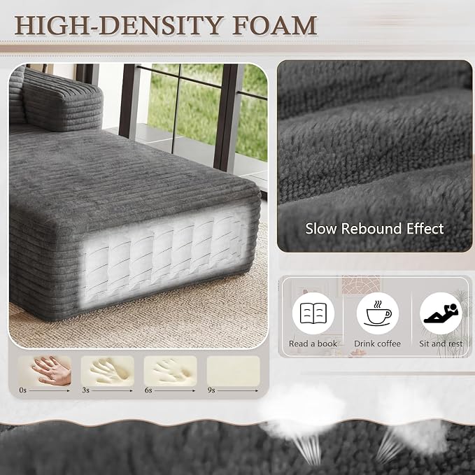95" Cloud Sectional Couch U-Shaped Chaise - Image 4