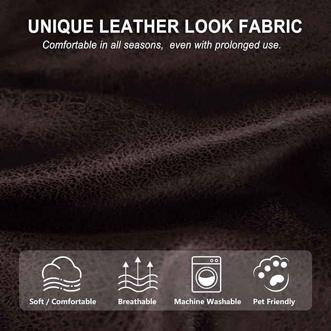 ANARACHON Leather Look Recliner Couch Cover, 8-Pieces Stretch Recliner Sofa - Image 4