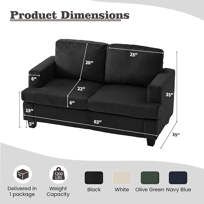 Apicizon Loveseat & 3 Seater Sofa Sets, 2 Piece Modern Sleeper Sofa - Image 5