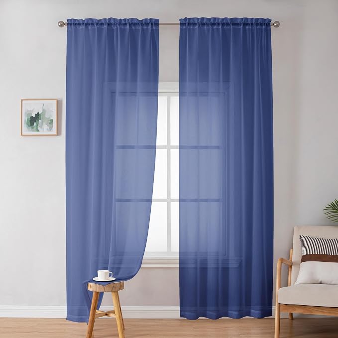 Sheer Curtains 84 Inches Long 2 Panels Set - Image 2