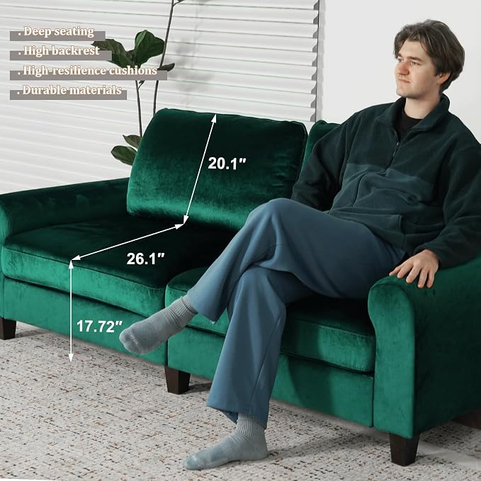 EASE MOOSE 70.6" Velvet Loveseat Sofa, Soft Deep Seat Couches - Image 5