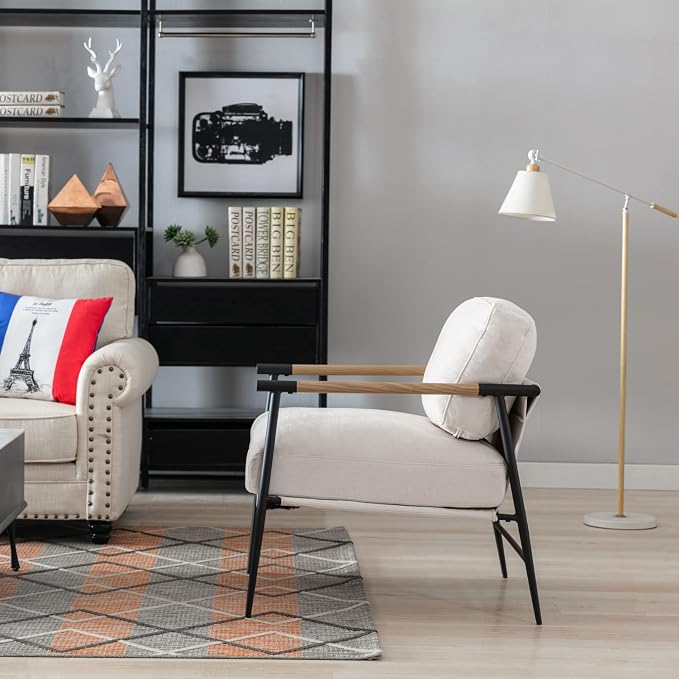 Ya-Home Mid-Century Accent Chair Set of 2, Soft Armchair Chenille Fabric Lounge - Image 8