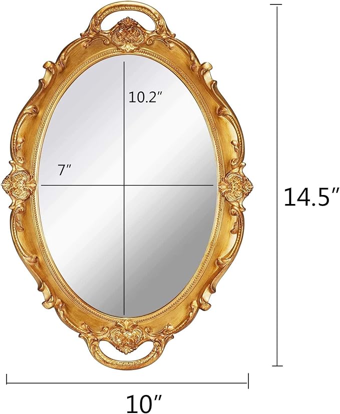 YCHMIR Vintage Mirror Small Wall Mirror Hanging Mirror 14.5 x 10 inchs Oval Gold - Image 4