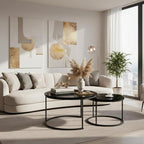 Homy Casa 27.6inch Round Coffee Table Set of 2, Modern Nesting Coffee Tables - Image 4