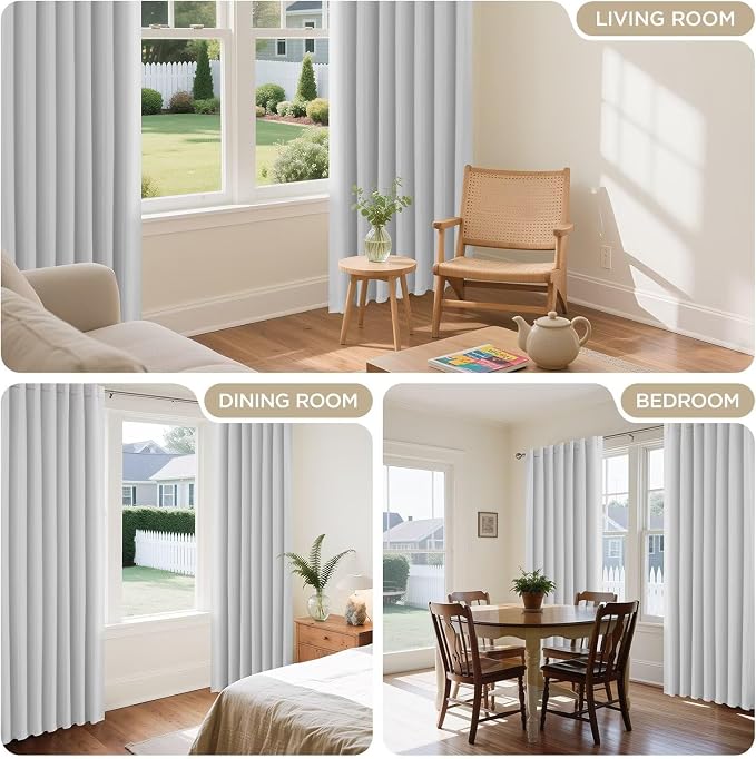 Joydeco 90 Inch 60% Blackout White Curtains 2 Panels, Elegant Soft Sheer - Image 7
