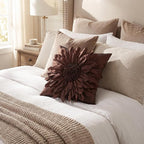 Brown Accent 3D Flower Decorative Throw Pillow Covers - Image 3