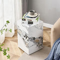 End Table, Side Table Living Room Table, Faux Marble Sofa Couch White Bedside by BAOPIN