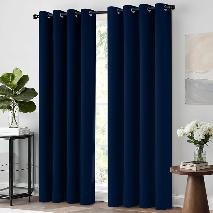 Yakamok Room Darkening Curtains 52x84 inch Length Dark Blue-Living Room | 2 - Image 4