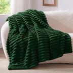BEDELITE Striped Fleece Throw Blanket, Forest Green, Soft Cozy, Lightweight Warm - Image 8