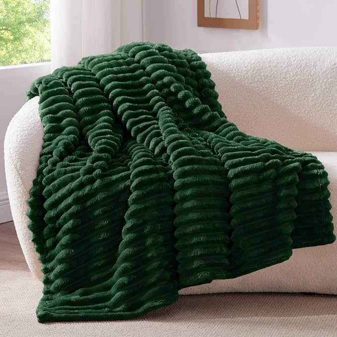 BEDELITE Striped Fleece Throw Blanket, Forest Green, Soft Cozy, Lightweight Warm - Image 8