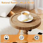 2 Pack Solid Wood Drink Table, Rubber Wood‌ Small Round Side Table - Image 4