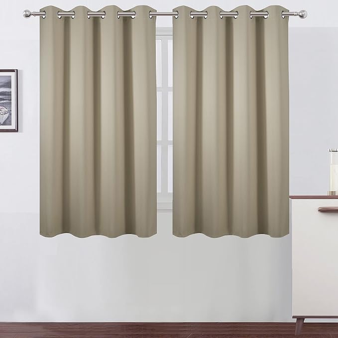Blackout Curtains 52 x 45 inch/Beige Curtains Set of 2 Panels/Thermal Insulated by Lemomo