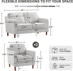 Kingfun Living Room Furniture Sets, 2 Armchair and Loveseat, Mid Century Modern - Image 2