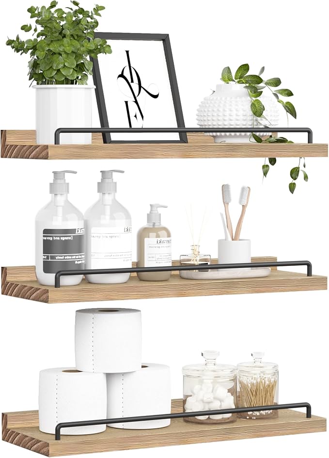 RYOFOBETTO Floating Shelves for Wall Decor, Light Brown Wood Shelves for by RYOFOBETTO