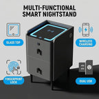 Smart Nightstand with Fingerprint Lock Drawers, Wireless Charging Support - Image 5