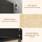 Rattan 6 Drawer Dresser with LED Lights & Power Outlet, Wide Rattan Dresser TV - Image 8