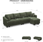 Belffin Sectional Couch with L-Shape Chaise L Shaped Couch with Ottoman - Image 2