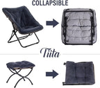 Tiita Folded Chair with Ottoman, Soft Faux Fur Oversized Folding Accent Chair - Image 6